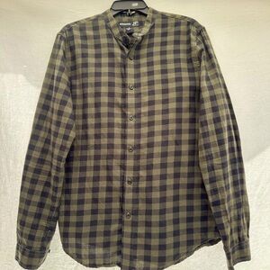 jf j.ferrar Green and Black Casual Button Down Shirt#A